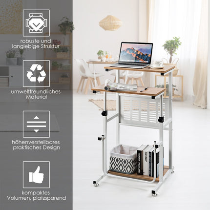 Table de bureau 2 en 1 avec plateau réglable en hauteur pour présentations 55 x 53 x 98 cm