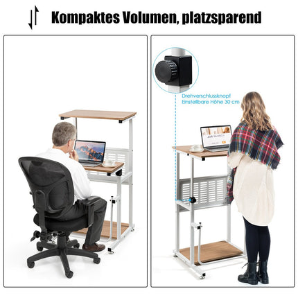 Table de bureau 2 en 1 avec plateau réglable en hauteur pour présentations 55 x 53 x 98 cm