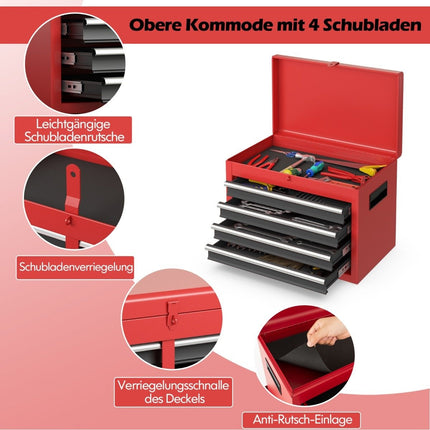 2 in 1 Werkstattwagen mit Koffer &amp; 8 Fächern &amp; Haken &amp; verstellbarem Boden 100 kg Tragkraft