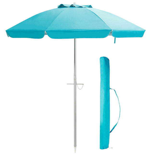 2m Strandschirm mit Kippfunktion, UPF 50+, Tragetasche, Blau