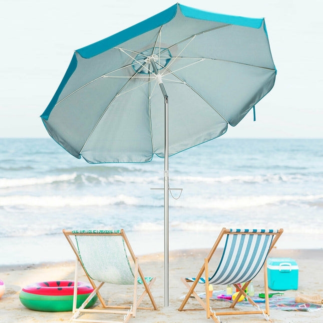 2m Strandschirm mit Kippfunktion, UPF 50+, Tragetasche, Blau