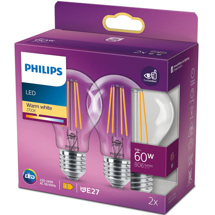 2er-Pack LED E27 Normal 7W (60W) Klar 806lm