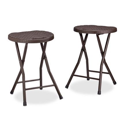 Lot de 2 tabourets pliants en rotin