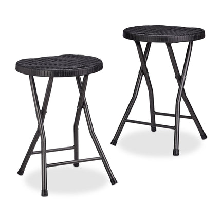 Lot de 2 tabourets pliants en rotin