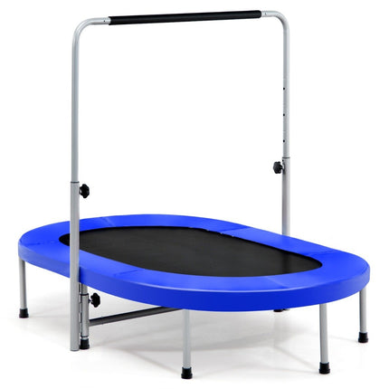 Trampoline 2 places avec poignée réglable en hauteur mini trampoline 154 x 90 x 92 -132 cm bleu