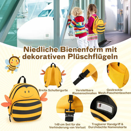 Valise enfant 2 pièces + sac à dos Valise à roulettes de 47 cm de long et sac à dos de 30 cm de large jaune