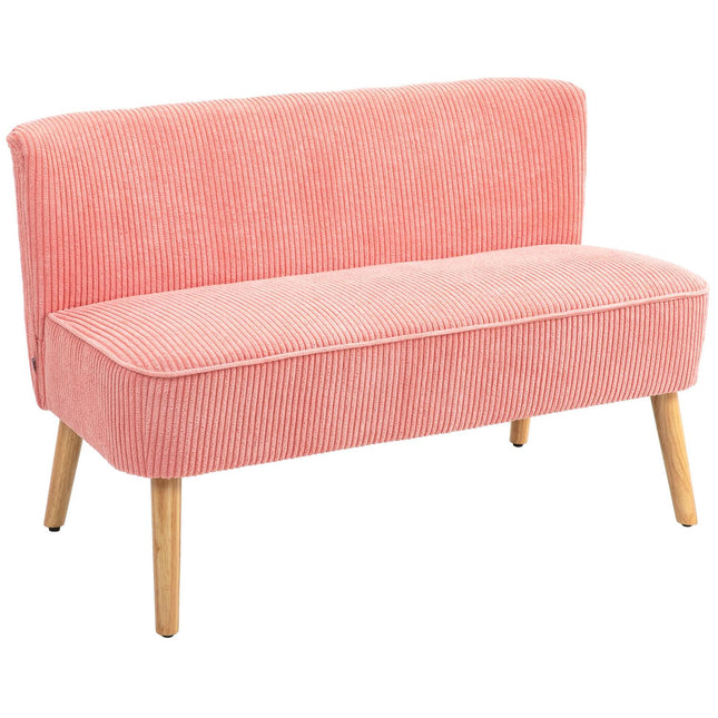 Canapé 2 places, canapé rembourré, canapé double, canapé 2 places, mousse polyester semblable à un cordon, pour salon, chambre à coucher, 117 x 56,5 x 77 cm, rose