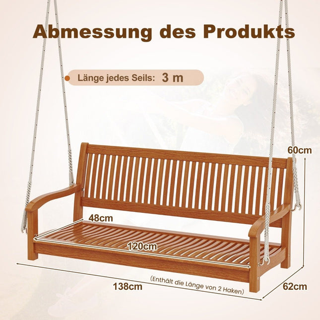 2er Schaukelbank bis 360 kg belastbar Verandaschaukel aus Akazienholz