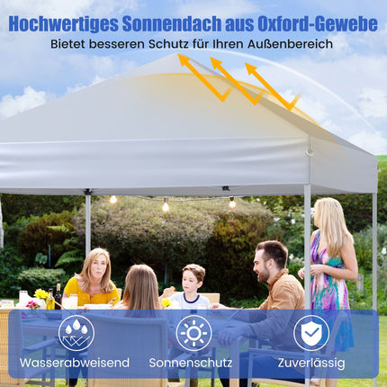 Pavillon pliable 2x2m, étanche, protection UV 50+, blanc