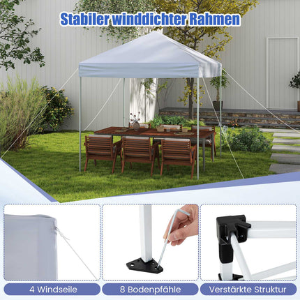 Pavillon pliable 2x2m, étanche, protection UV 50+, blanc