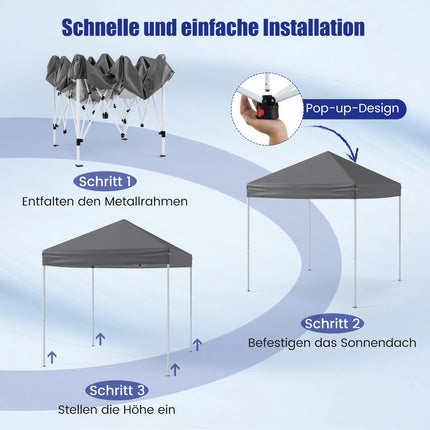 2x2m Wasserdichter Pop-Up Pavillon mit UV-Schutz 50+