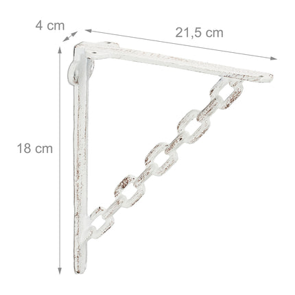 2x supports d'étagère en fonte avec chaîne