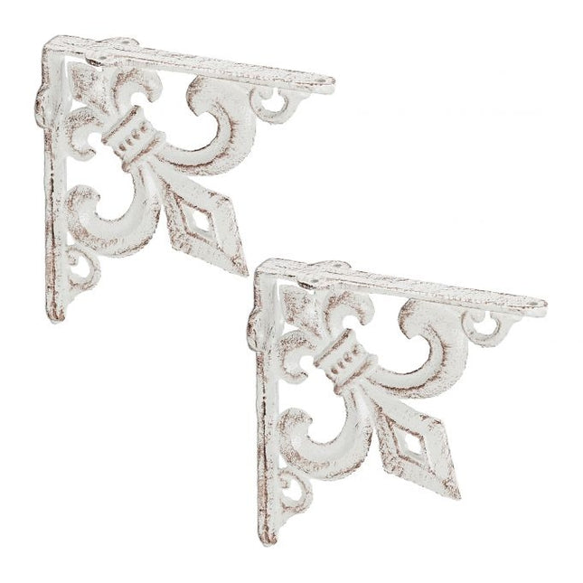 2 supports d'étagère en fonte avec motif de lys français