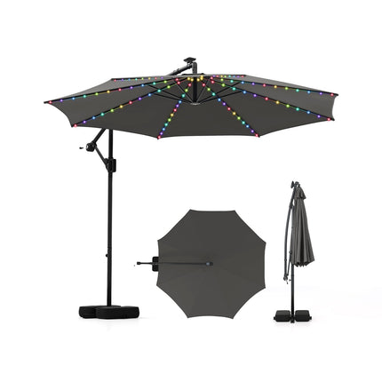 Parasol de terrasse de 300 cm avec lumières LED, inclinaison réglable