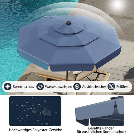 300 cm Sonnenschirm mit Solar-LED-Beleuchtung, neigbar