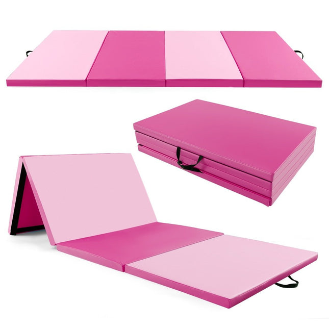 Tapis de sol souple en simili cuir 300 x 117 x 5 cm avec fermeture grimpante et poignées de transport rose