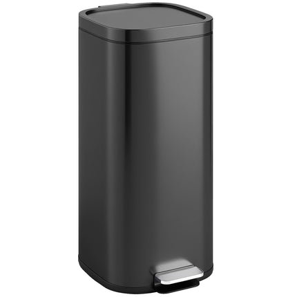 Poubelle de cuisine 30 L avec couvercle à fermeture douce, noire