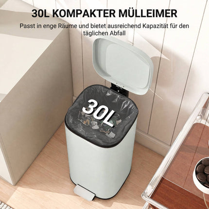 30-Liter-Küchenmülleimer aus Metall, Deckel mit Soft-Close-Funktion, Grün