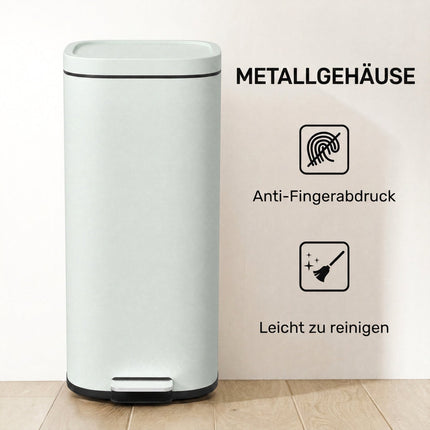 30-Liter-Küchenmülleimer aus Metall, Deckel mit Soft-Close-Funktion, Grün