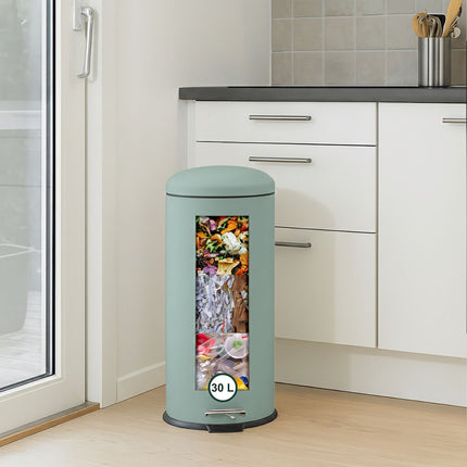 Poubelle de cuisine à pédale en métal et plastique de 30 L