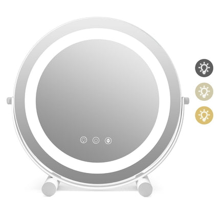 Miroir cosmétique dimmable Ø 30 cm avec éclairage, interrupteur tactile et fonction mémoire