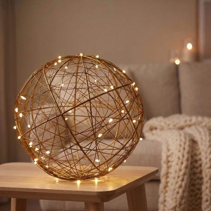 Sphère décorative LED dorée de 30 cm – Lumière blanc chaud