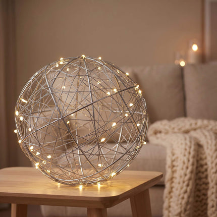 Boule décorative LED argentée de 30 cm – Boule lumineuse d'intérieur