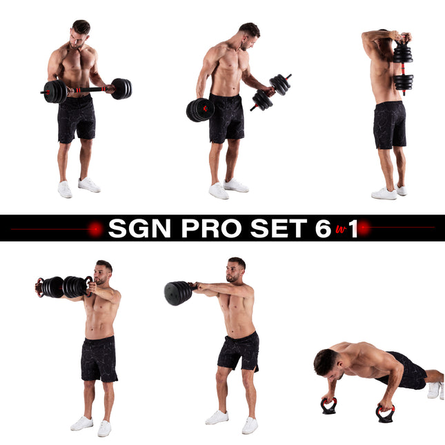 30 kg verstellbares Hantelset, 6-in-1