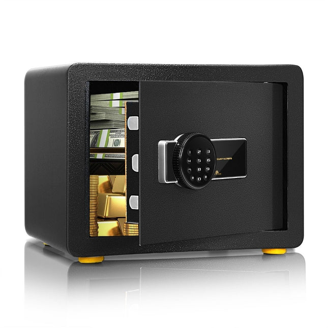 Coffre-fort électronique 31,5 L avec clavier numérique et clé 40 x 30 x 31 cm Noir