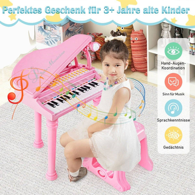 Clavier pour enfants 31 touches avec tabouret, rose, 35 x 30 x 55 cm