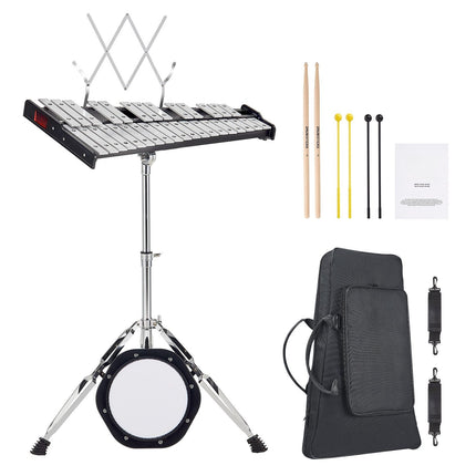 32-Note Glockenspiel Xylophone Kit – Stand, Bag, Mallets