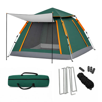 Tente 3-4 personnes à montage rapide avec auvent et protection UV
