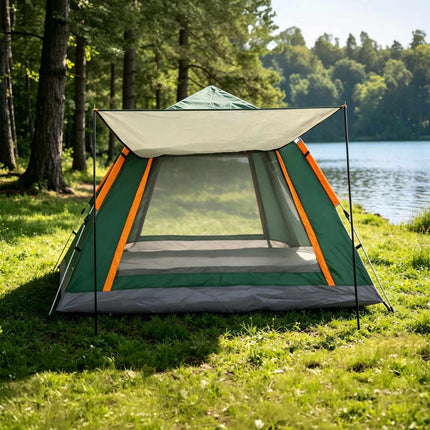 Tente 3-4 personnes à montage rapide avec auvent et protection UV