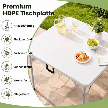 34" quadratischer Klapptisch, weiß – tragbar und robust
