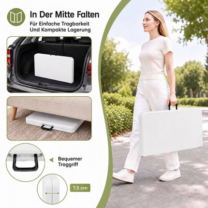 34" quadratischer Klapptisch, weiß – tragbar und robust