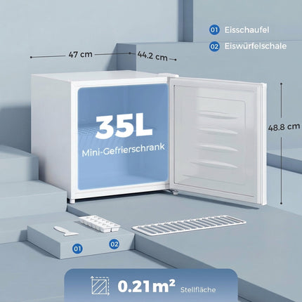 Congélateur compact blanc de 35 L, thermostat réglable