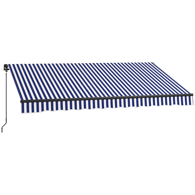 Blau-weißes Wandvordach aus Aluminium, 3,5 x 3 m Sonnenschutz