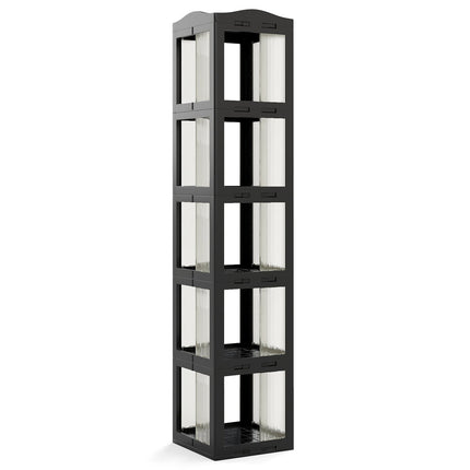 360° drehbares Bücherregal, faltbar, transparent, schwarz, 174 cm