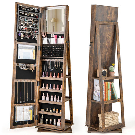 Armoire à bijoux rotative à 360° avec miroir pleine longueur