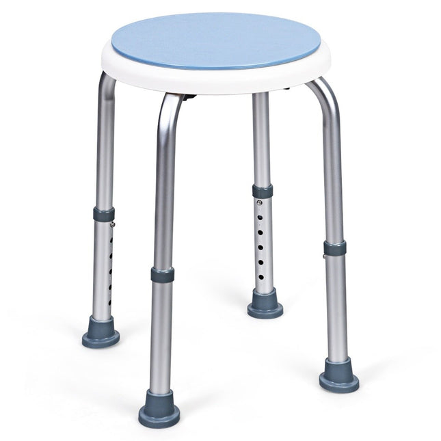 Tabouret de douche rotatif à 360°, hauteur réglable, bleu