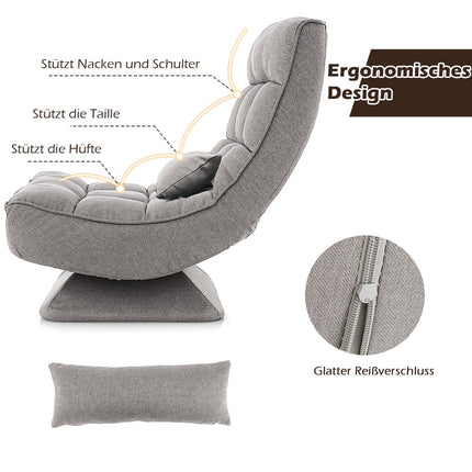 Fauteuil de sol pivotant à 360° avec dossier réglable, gris