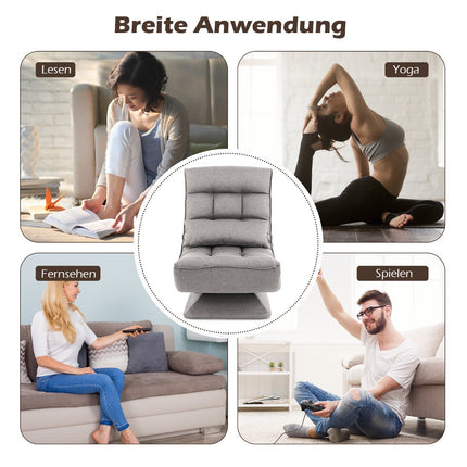 Fauteuil de sol pivotant à 360° avec dossier réglable, gris