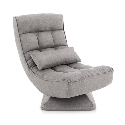 Fauteuil de sol pivotant à 360° avec dossier réglable, gris