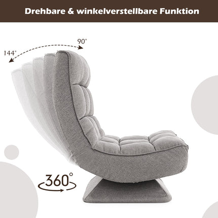 Fauteuil de sol pivotant à 360° avec dossier réglable, gris