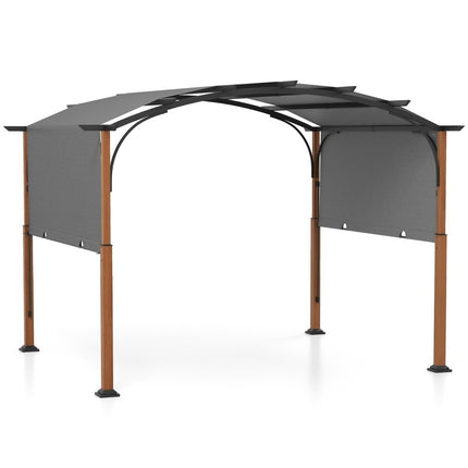 Pergola 3,6 x 3 m avec toit escamotable, tonnelle imperméable, stable et résistante à l'hiver, gris
