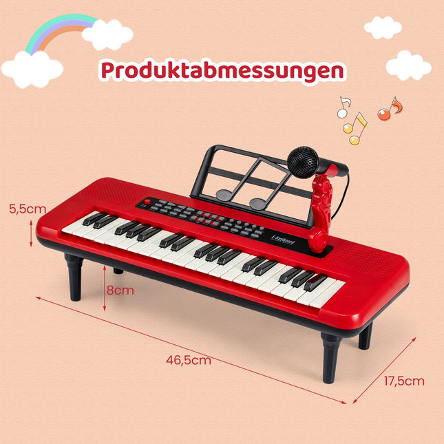 Piano numérique pour enfants 37 touches avec micro et support, rouge