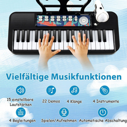 37-Tasten-Kinder-Elektronik-Keyboard mit Mikrofon & Ständer