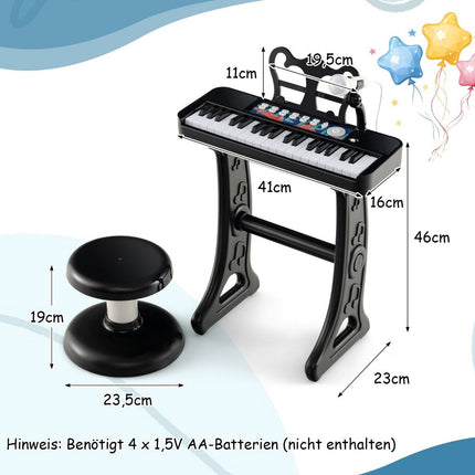 37-Tasten-Kinder-Elektronik-Keyboard mit Mikrofon & Ständer