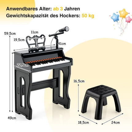 37-Tasten-Kinderkeyboard mit Hocker und Mikrofon