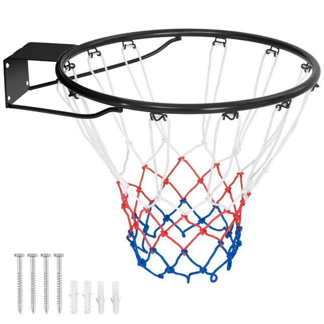 Panier de basket Ø37cm avec anneau &amp; Filet pour porte et amp; Mini panier de basket mural d'intérieur noir
